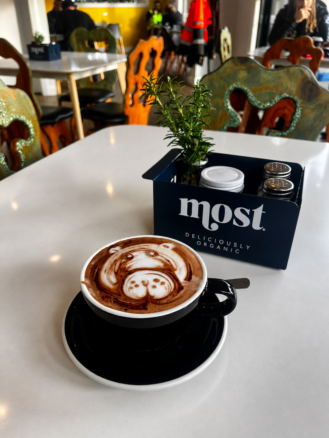 A hot drink prepared at Gatehouse Cafe